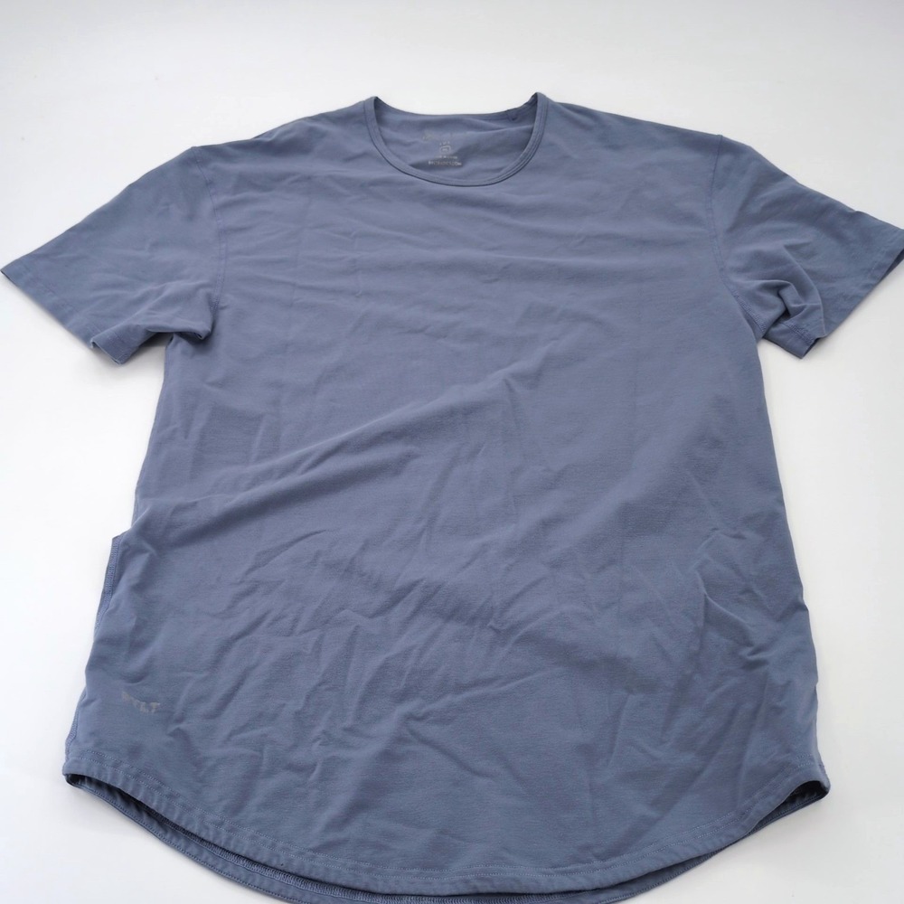 BYLT Basics Men's Drop Cut T-Shirt Blue Gray Size XL Crew Neck Curved Hem Tee